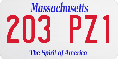 MA license plate 203PZ1