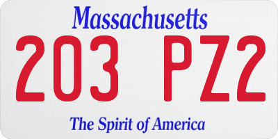 MA license plate 203PZ2