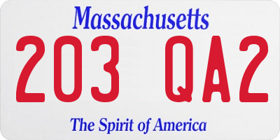 MA license plate 203QA2