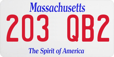 MA license plate 203QB2