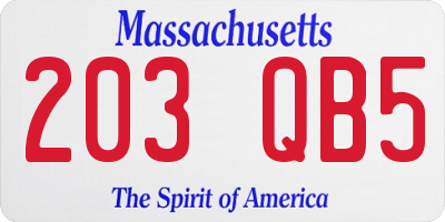 MA license plate 203QB5