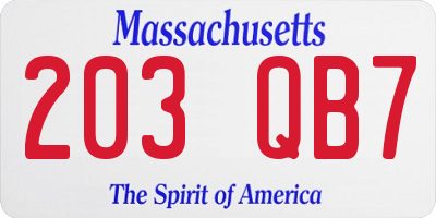 MA license plate 203QB7