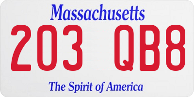 MA license plate 203QB8