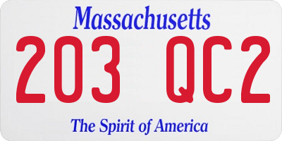 MA license plate 203QC2