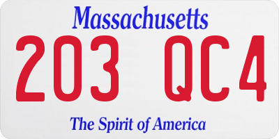 MA license plate 203QC4