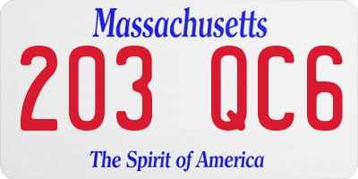 MA license plate 203QC6