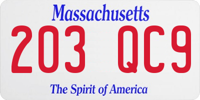 MA license plate 203QC9