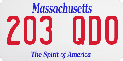 MA license plate 203QD0