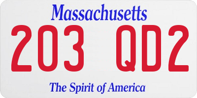MA license plate 203QD2