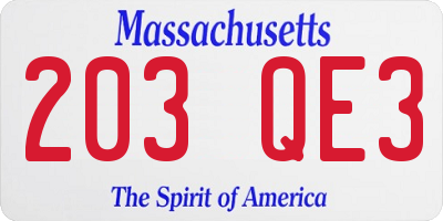MA license plate 203QE3