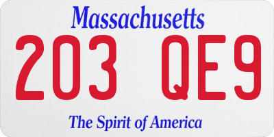 MA license plate 203QE9