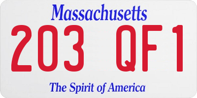 MA license plate 203QF1