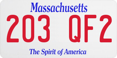 MA license plate 203QF2
