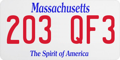 MA license plate 203QF3