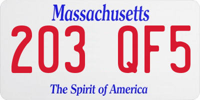 MA license plate 203QF5