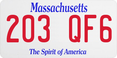 MA license plate 203QF6