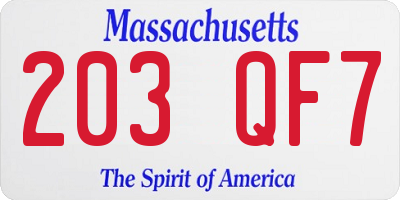 MA license plate 203QF7