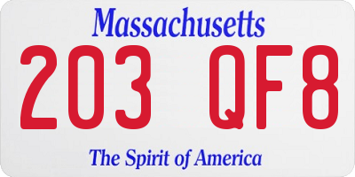 MA license plate 203QF8