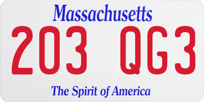 MA license plate 203QG3