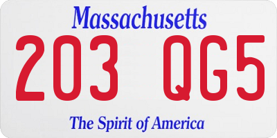 MA license plate 203QG5