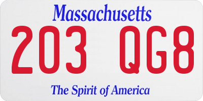 MA license plate 203QG8