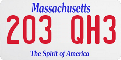 MA license plate 203QH3