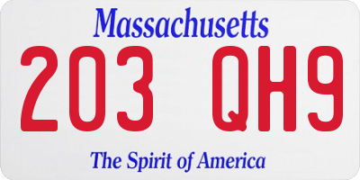 MA license plate 203QH9