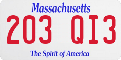 MA license plate 203QI3
