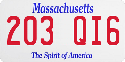 MA license plate 203QI6
