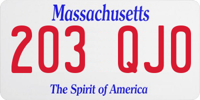 MA license plate 203QJ0