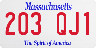 MA license plate 203QJ1