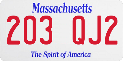 MA license plate 203QJ2