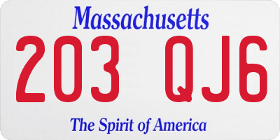 MA license plate 203QJ6