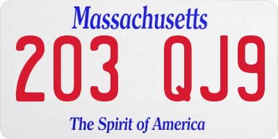 MA license plate 203QJ9