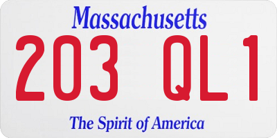 MA license plate 203QL1