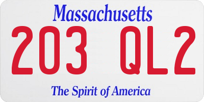 MA license plate 203QL2