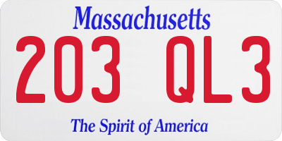 MA license plate 203QL3