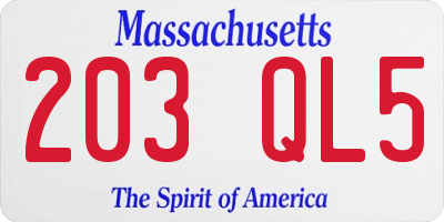 MA license plate 203QL5
