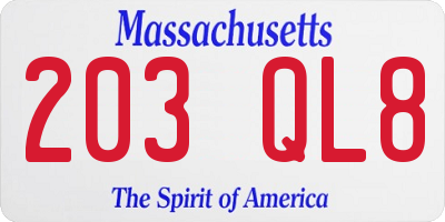 MA license plate 203QL8