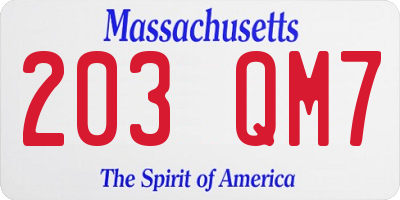 MA license plate 203QM7