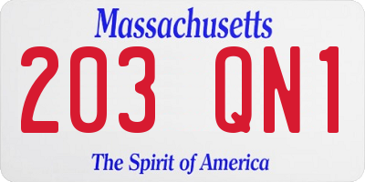 MA license plate 203QN1
