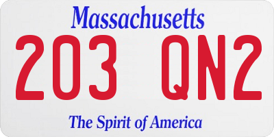 MA license plate 203QN2
