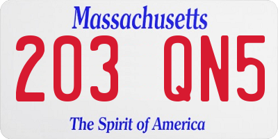 MA license plate 203QN5