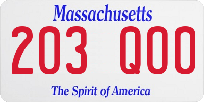 MA license plate 203QO0