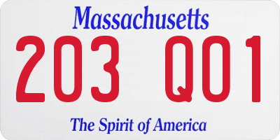 MA license plate 203QO1