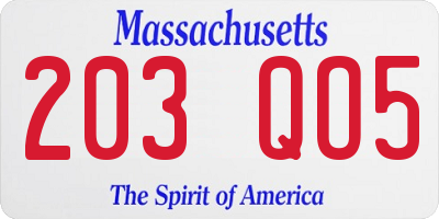 MA license plate 203QO5
