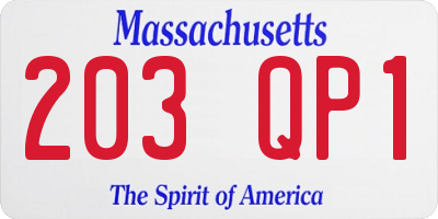 MA license plate 203QP1