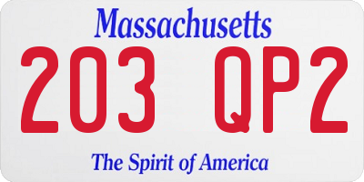 MA license plate 203QP2