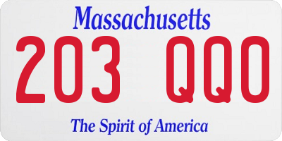 MA license plate 203QQ0