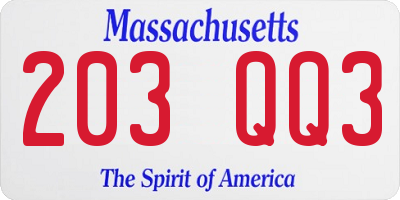 MA license plate 203QQ3